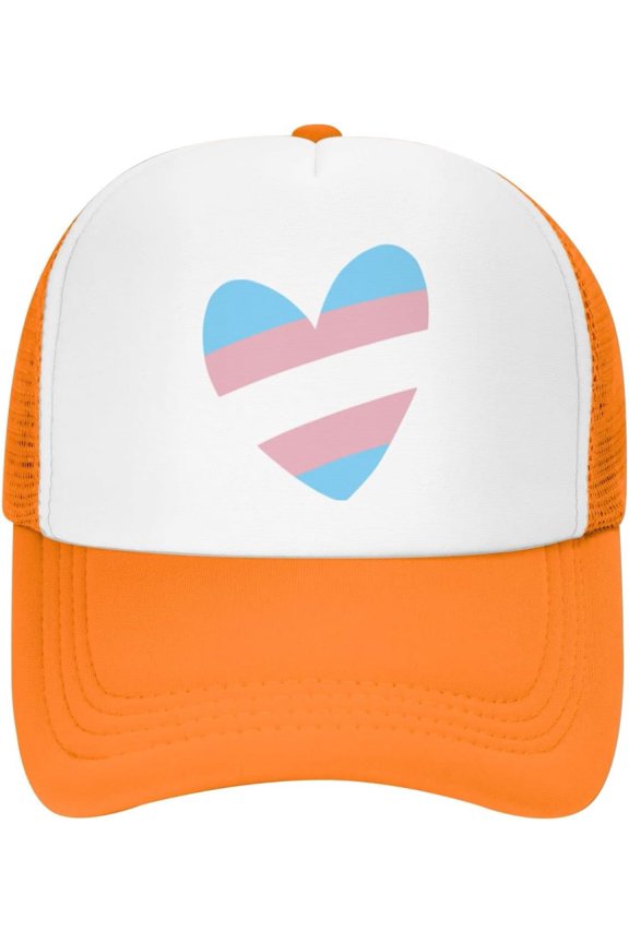 Transgender Heart Gift LGBT Trucker Hat Women Mesh Baseball Cap Cowboy Hat Men Dad Hat Adjustable Snapback Hat Black