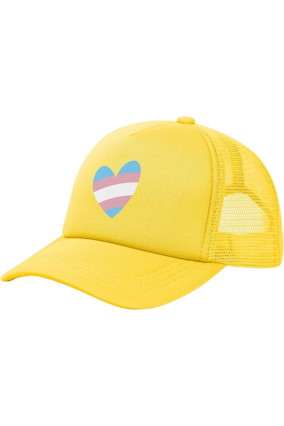 Transgender Heart Gift LGBT Trucker Hat Women Mesh Baseball Cap Men Dad Hat Adjustable Hat Snapback Hat Black