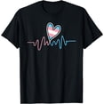 thumbnail image 1 of Transgender Heartbeat Trans Pride Flag LGBTQ Gender Equality T-Shirt, 1 of 4