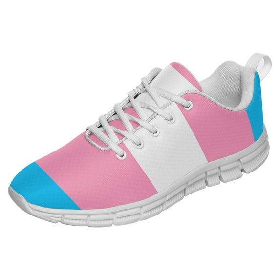 Transgender LGBT Pride Shoes Men Women Fashion Rainbow Sneakers Lightweight Breathable Running Shoes Gift for Gay Lesbian White Size 10.5