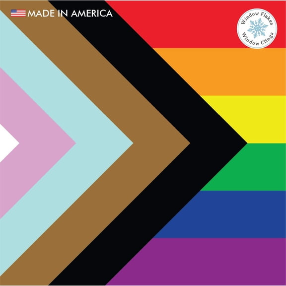 Window Flakes Progress Pride Flag 40x12 Window Privacy Film, Opaque Double Sided Decal