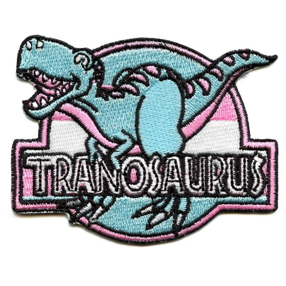 Transgender Pride Dinosaur Embroidered Iron On Patch