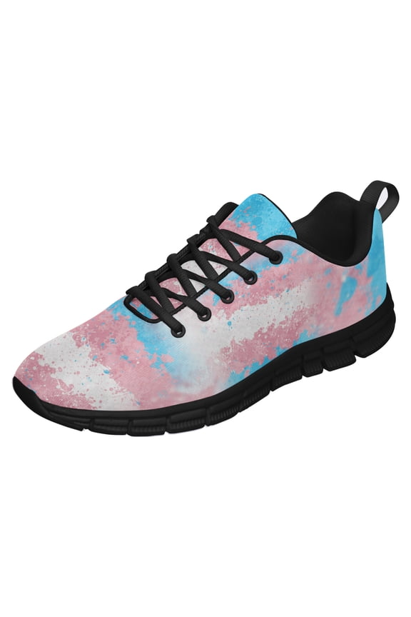 Transgender Pride Flag Art Shoes for Men Women Running Sneakers Breathable Casual Sport Tennis Shoes Gift for Him Her Black Size 11