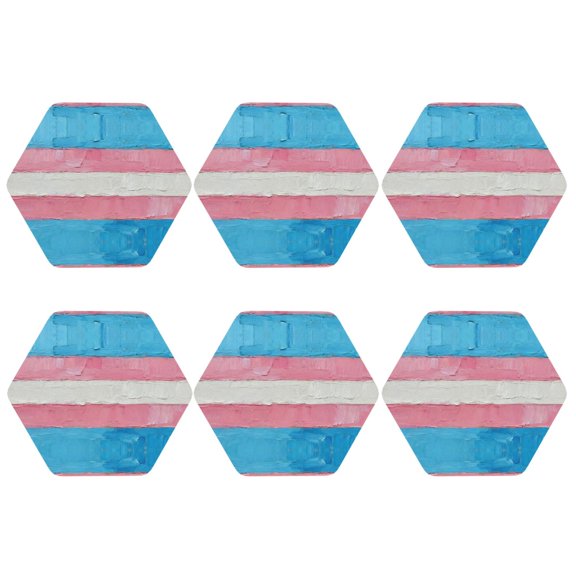 Transgender Pride Flag Leather Coasters for Drinks Perfect for Living Room, Kitchen, or Outdoor Use Set of 6 Hexagon