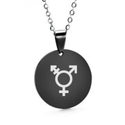 Transgender Pride Identities Non Binary Lgbt Trans Pride Pendant Necklace Trans Jewelry for Women Man Transgender Symbol Accessories, Black