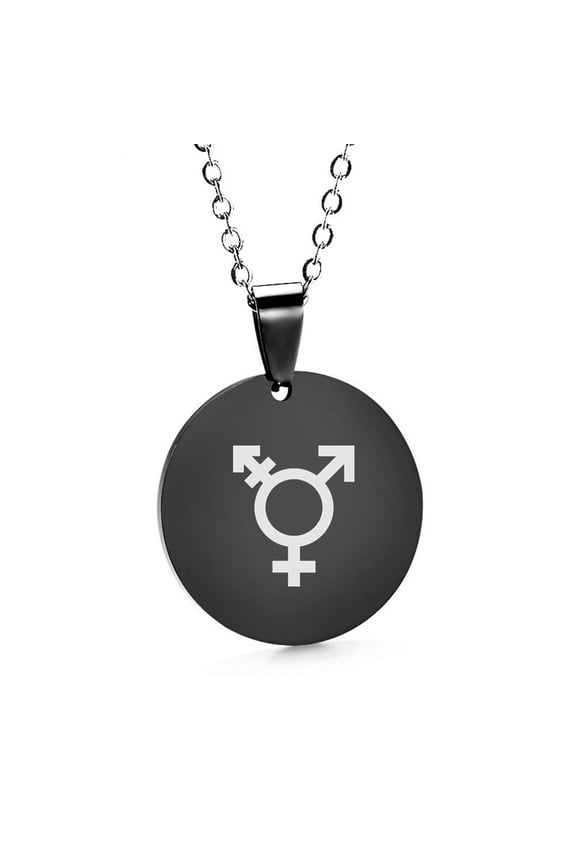 Transgender Pride Identities Non Binary Lgbt Trans Pride Pendant Necklace Trans Jewelry for Women Man Transgender Symbol Accessories, Black