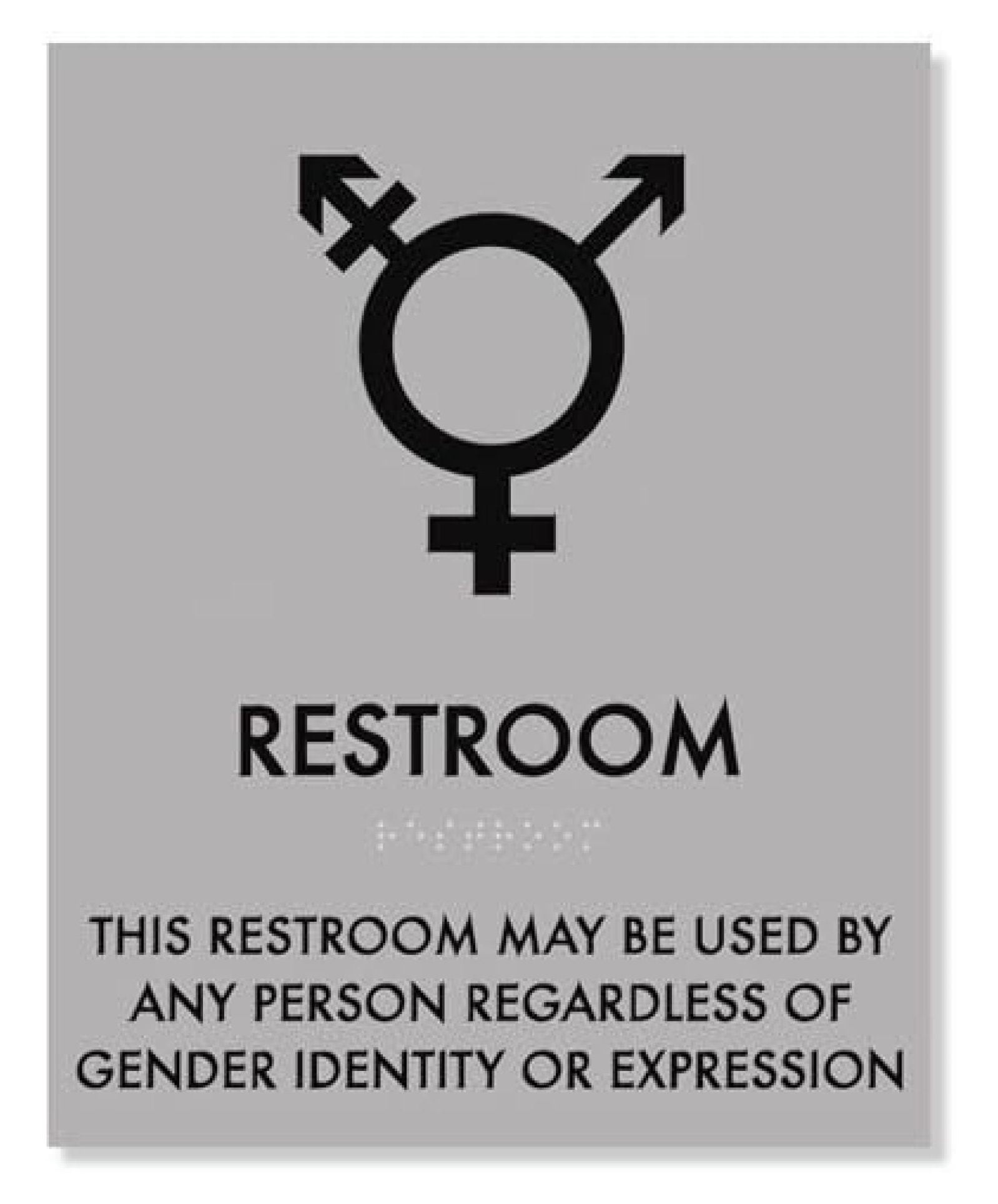 Transgender Symbol Restroom Sign 8" x 10" with Braille - ADA Compliant ...