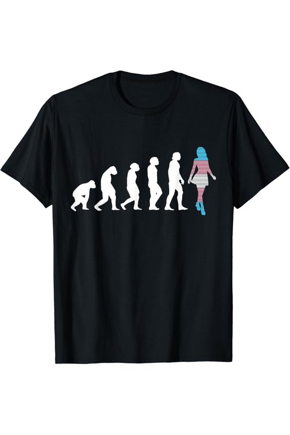 Transgenender Evolution LGBTQ Trans Pride Flag T-Shirt men and women can wear, black, white, gifts