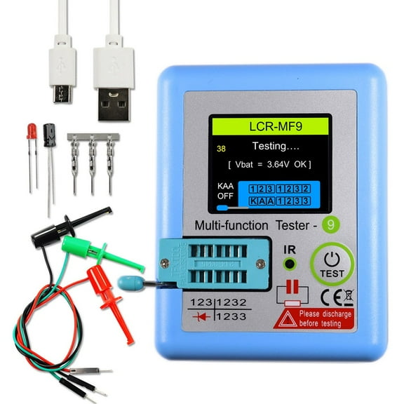 Transistor Tester with 1.8" TFT Display, Auto NPN PNP MOSFET Diode LCR Meter, 0.01-50M Resistance, ESR Capacitance Inductance Detector for Electronic Components