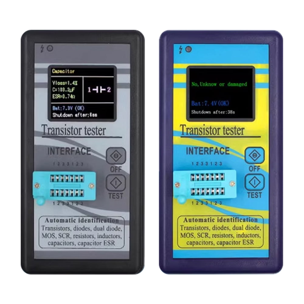 BSIDE ESR02 Pro - Comprobador de transistores digital SMD, medidor Mega328 NPN/PNP diodo triodo, condensador, inductancia, probador ESR con pinzas
