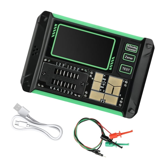 Transistor Tester Meter for Electronics Service with Zener Measurement, IR Reading Support, Color Readout, USB Powered Handheld Checker Supporting Parts Diagnosis
