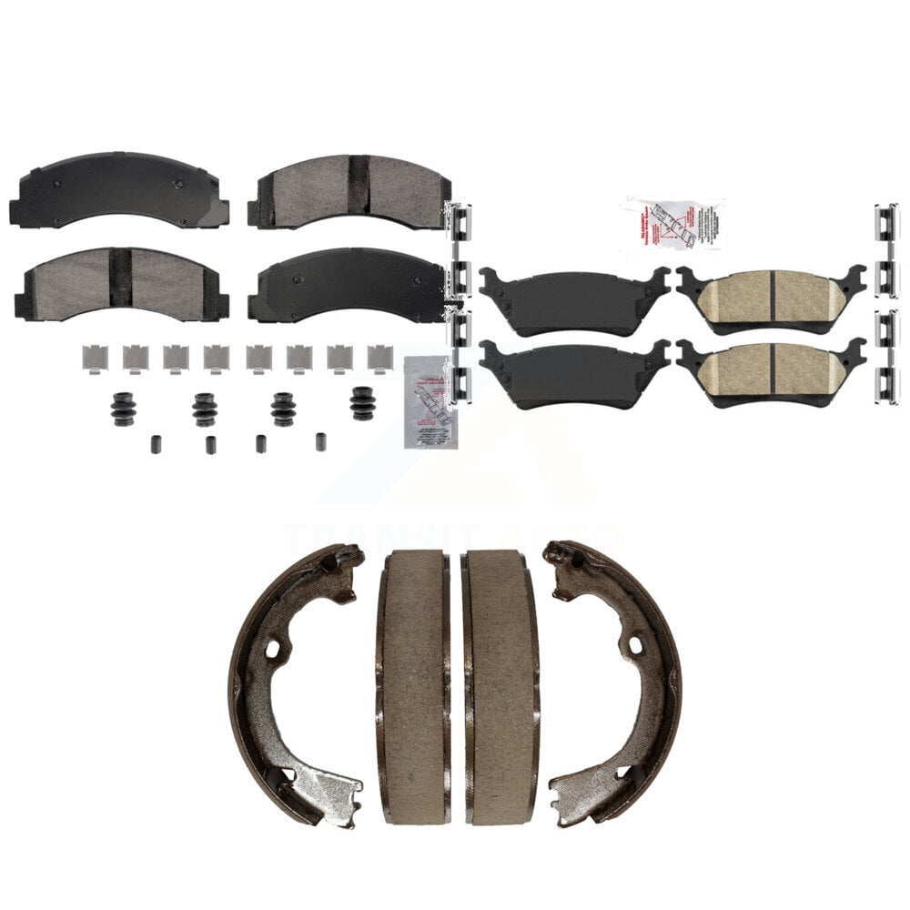 Complete Set Of 8 Ceramic Brake Pads For 1997-2003 Ford F-150 & Heritage/2002 Blackwood - Front & Rear, Low Dust & Noise (D679/D879)