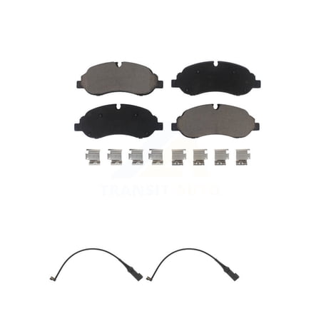 Transit Auto Front Ceramic Disc Brake Pads and Wear Sensor Pairs Kit for Car 2020 Ford Transit-250 Transit-150 Without 4600 Lb Axle RWD KCW-101196