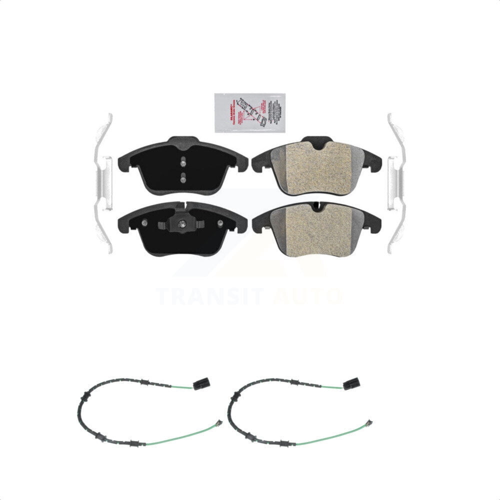 Transit Auto Front Ceramic Disc Brake Pads and Wear Sensors Kit for Car