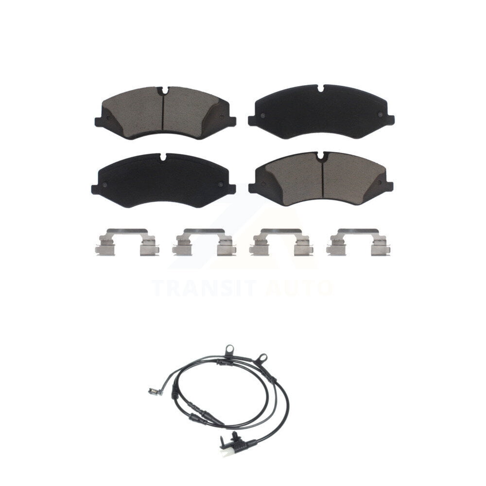 Transit Auto Front Ceramic Disc Brake Pads and Wear Sensors Kit for Car