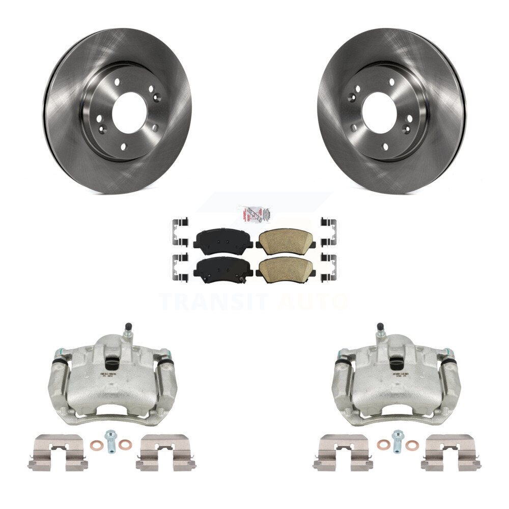 Transit Auto Front Disc Brake Caliper Rotors and Ceramic Pads Kit for