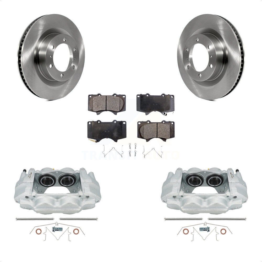 Transit Auto Front Disc Brake Caliper Rotors and SemiMetallic Pads Kit