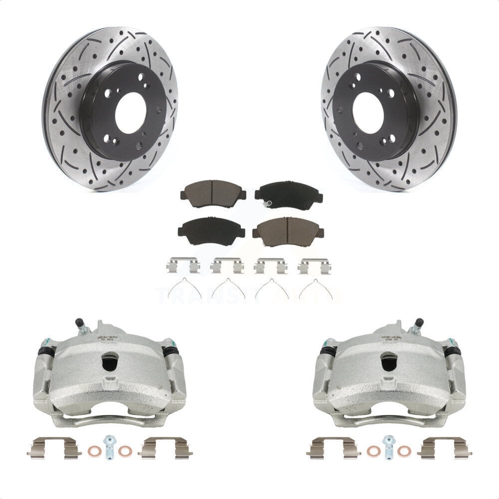 Transit Auto Front Disc Brake Coated Caliper Drilled Slotted Rotors And