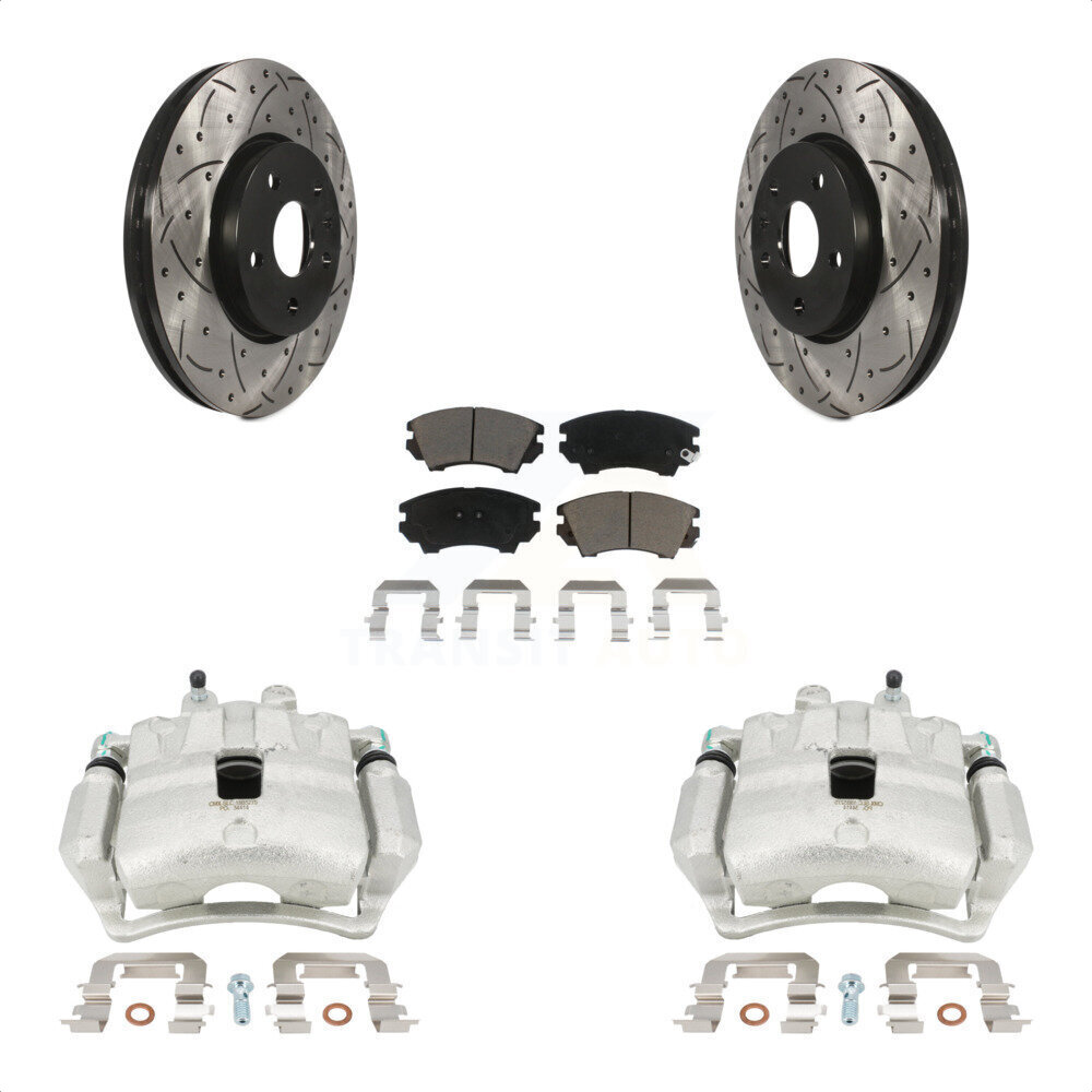 Transit Auto Front Disc Brake Coated Caliper Drilled Slotted Rotors And