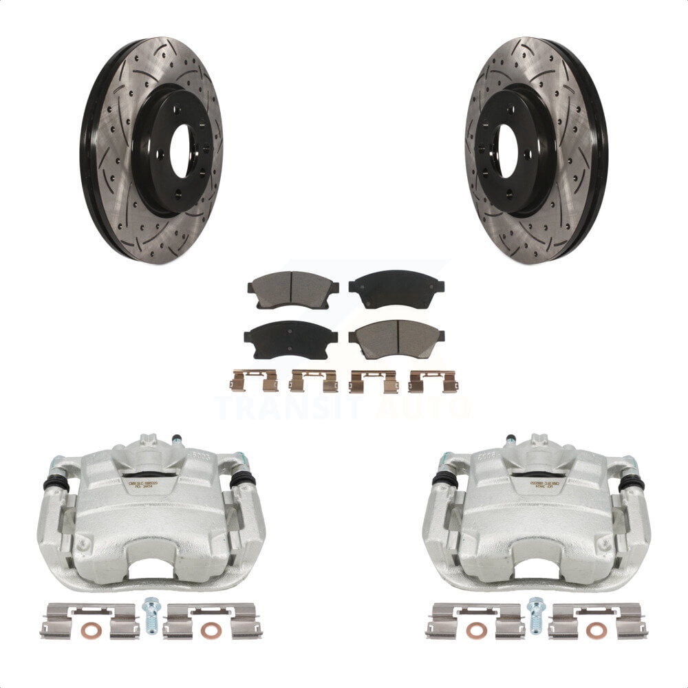 Transit Auto Front Disc Brake Coated Caliper Drilled Slotted Rotors And