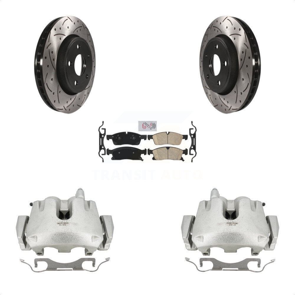 Transit Auto Front Disc Brake Coated Caliper Drilled Slotted Rotors And