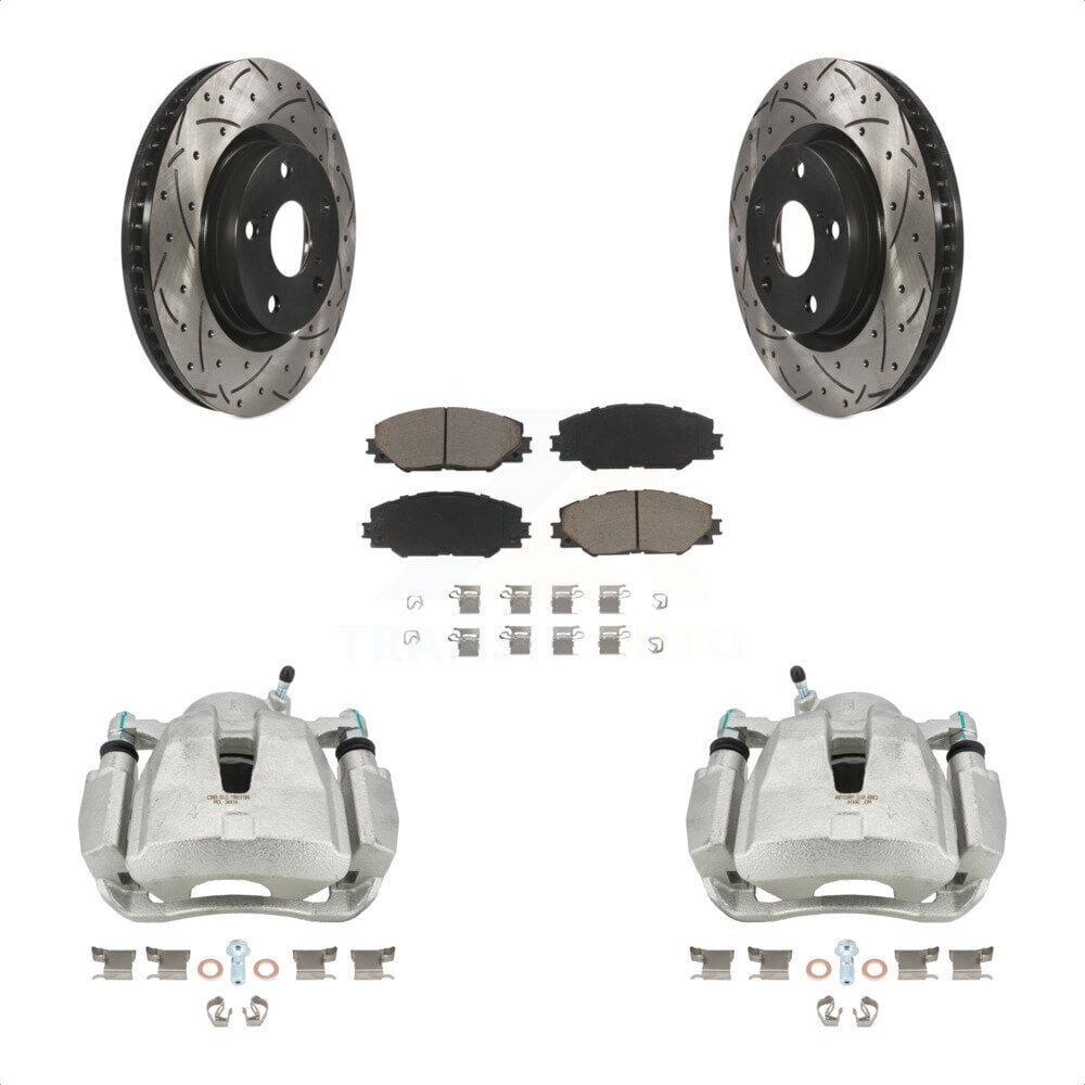 Transit Auto Front Disc Brake Coated Caliper Drilled Slotted Rotors and