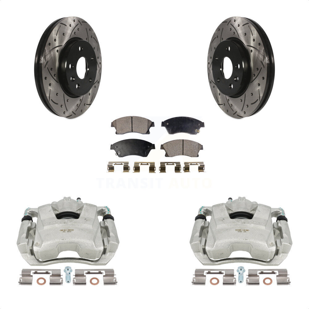 Transit Auto Front Disc Brake Coated Caliper Drilled Slotted Rotors and