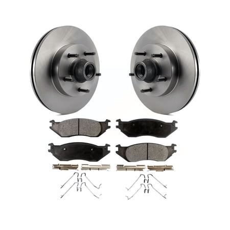 Transit Auto Front Disc Brake Rotors Hub Assembly and Ceramic Pads Kit for Car Ford E-150 Club Wagon Econoline K8T-100748