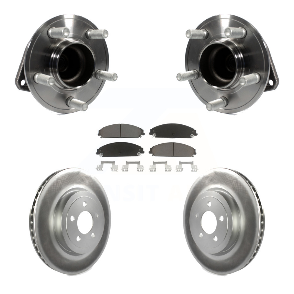 Transit Auto Front Hub Bearing Assembly Coated Disc Brake Rotors and Ceramic Pads Kit for Car Dodge Charger Chrysler 300 Challenger KBB-121158