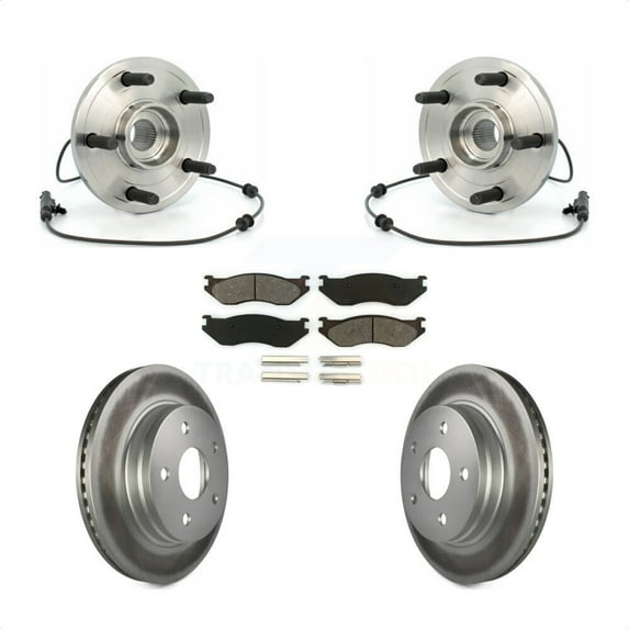 Transit Auto Front Hub Bearing Assembly Coated Disc Brake Rotors and Semi-Metallic Pads Kit for Car 2004-2005 Dodge Durango KBB-104023