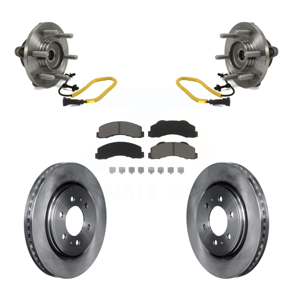 Transit Auto Front Hub Bearing Assembly Disc Brake Rotors and Ceramic Pads Kit for Car 2018-2020 Ford F-150 Limited Platinum SSV XL XLT King Ranch Lariat with 4WD KBB-122476