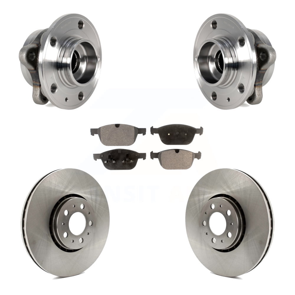 Transit Auto Front Hub Bearing Assembly Disc Brake Rotors and Ceramic Pads Kit for Car 2008-2014 Volvo XC90 with 328mm Diameter Rotor KBB-114157