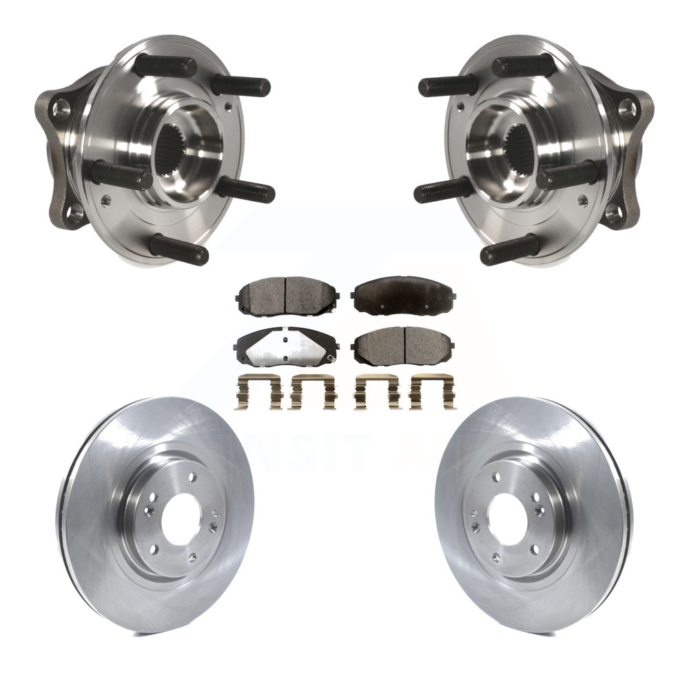 Transit Auto Front Hub Bearing Assembly Disc Brake Rotors and Ceramic Pads Kit for Car 2015-2019 Kia Sedona KBB-114882