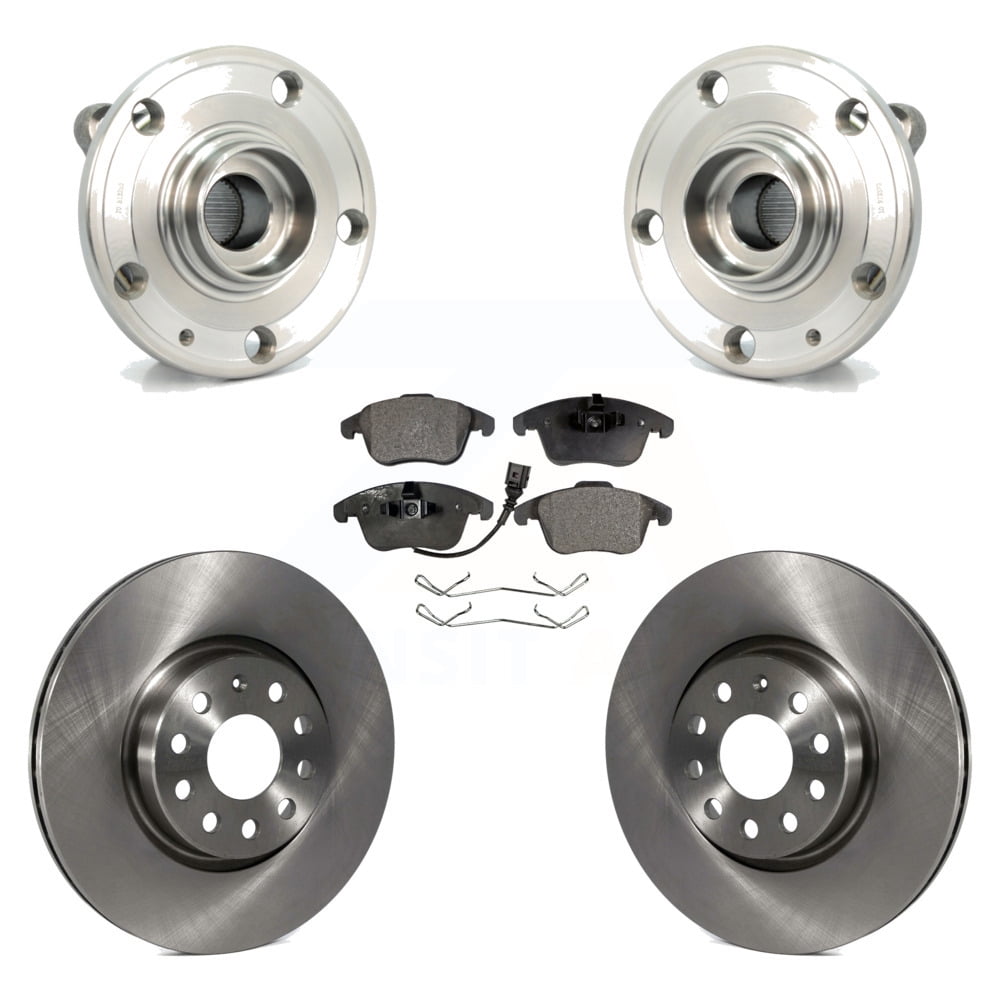 Transit Auto Front Hub Bearing Assembly Disc Brake Rotors and Ceramic Pads Kit for Car Volkswagen Passat Tiguan Audi Q3 Quattro Limited KBB-100553