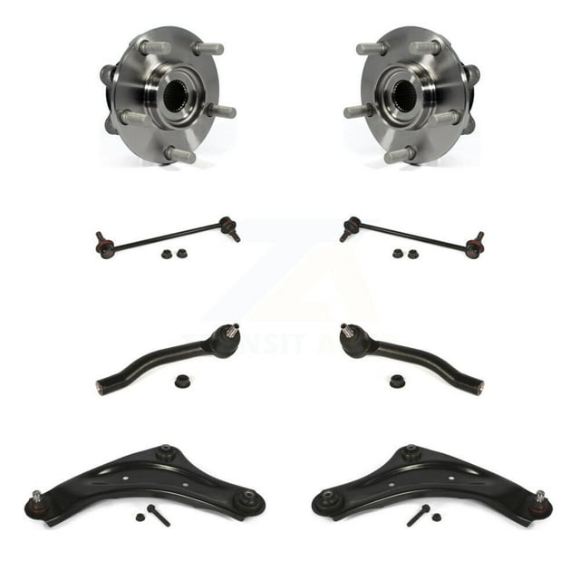 Transit Auto Front Hub Bearing Assembly Suspension Lower Control Arm with Ball Joint Outer Tie Rod End and Sway Bar Stabilizer Link Kit (8Pc) for Car 2011-2017 Nissan Juke K7T-109569