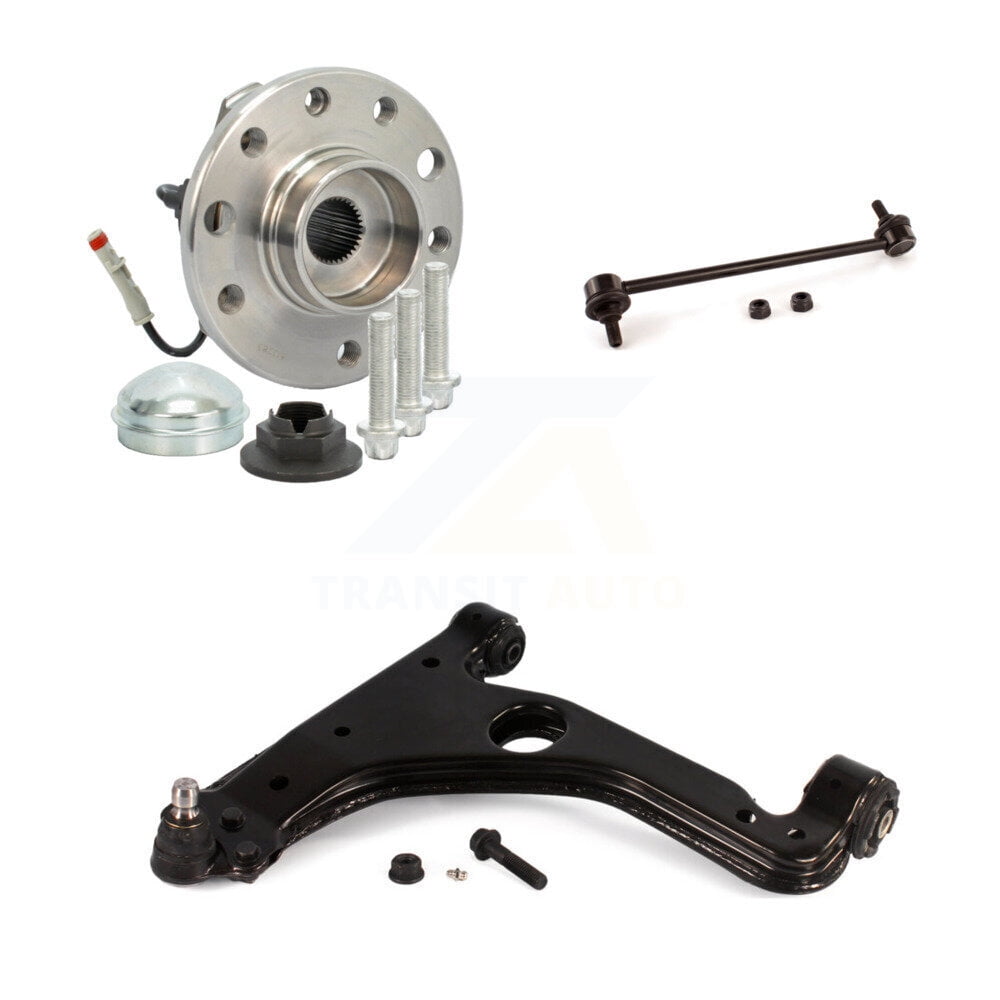 Transit Auto Front Left Driver Hub Bearing Assembly Suspension Lower Control Arm with Ball Joint and Sway Bar Stabilizer Link Kit for Car 2008-2009 Saturn Astra K7T-101735