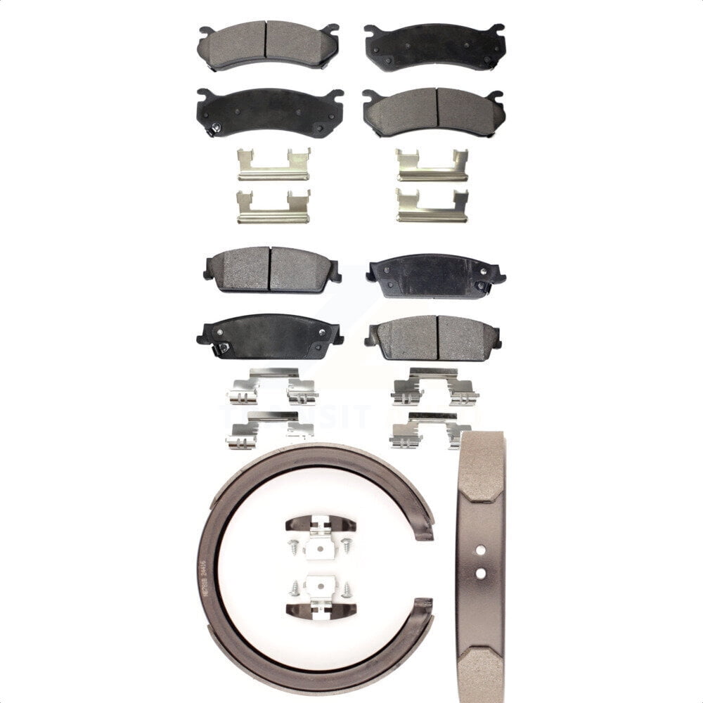 Transit Auto Front Rear Ceramic Brake Pads And Parking Shoes Kit For 2007 Chevrolet Silverado