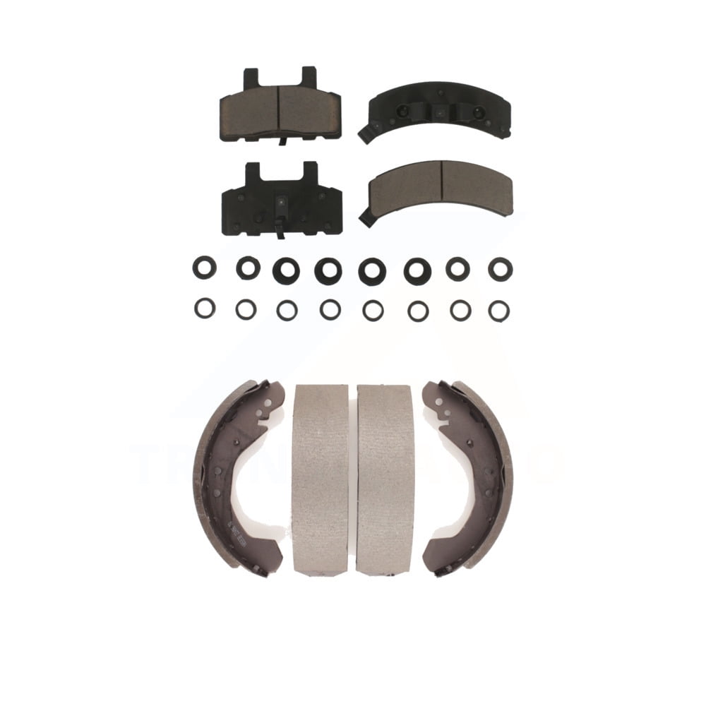 Transit Auto Front Rear Ceramic Brake Pads and Drum Shoes Kit for Car Chevrolet C1500 K1500 GMC Tahoe Yukon Blazer KCN-100369