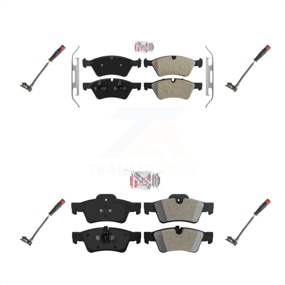 Transit Auto Front Rear Ceramic Disc Brake Pads and Wear Sensors Kit
