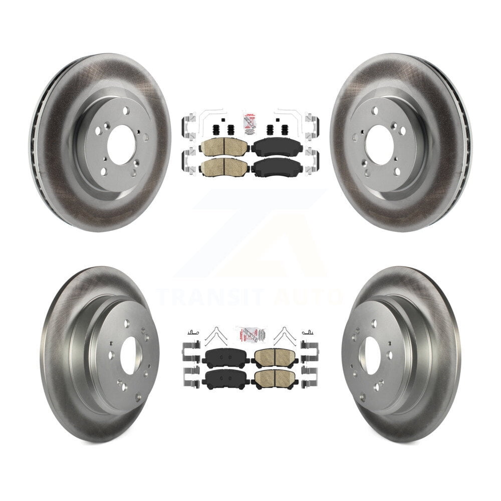 Transit Auto Front Rear Ceramic Pads and Coated Disc Brake Rotors Kit for Car 2011-2014 Honda Odyssey KGA-101454