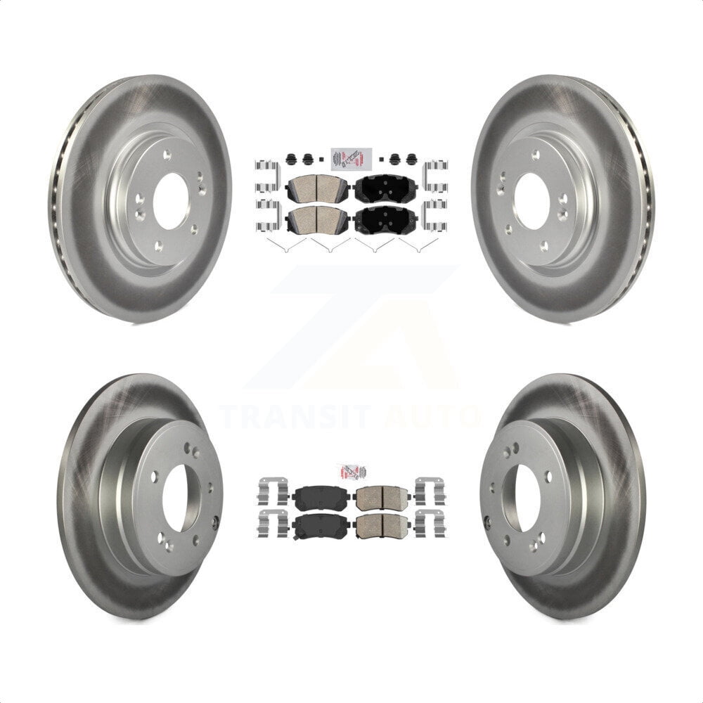 Transit Auto Front Rear Ceramic Pads And Coated Disc Brake Rotors Kit