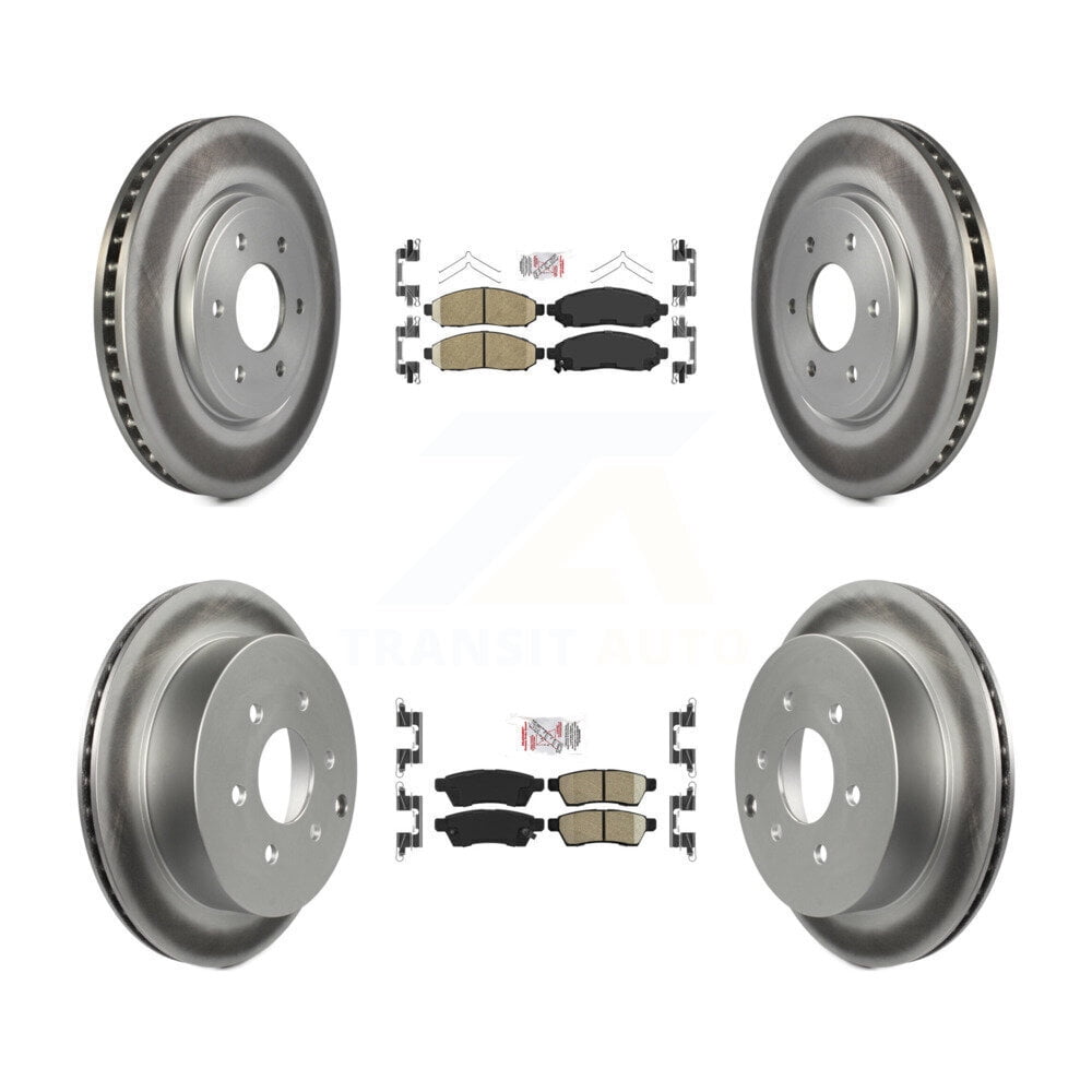 Transit Auto Front Rear Ceramic Pads and Coated Disc Brake Rotors Kit for Car Nissan Frontier Xterra Suzuki Equator KGA-101497