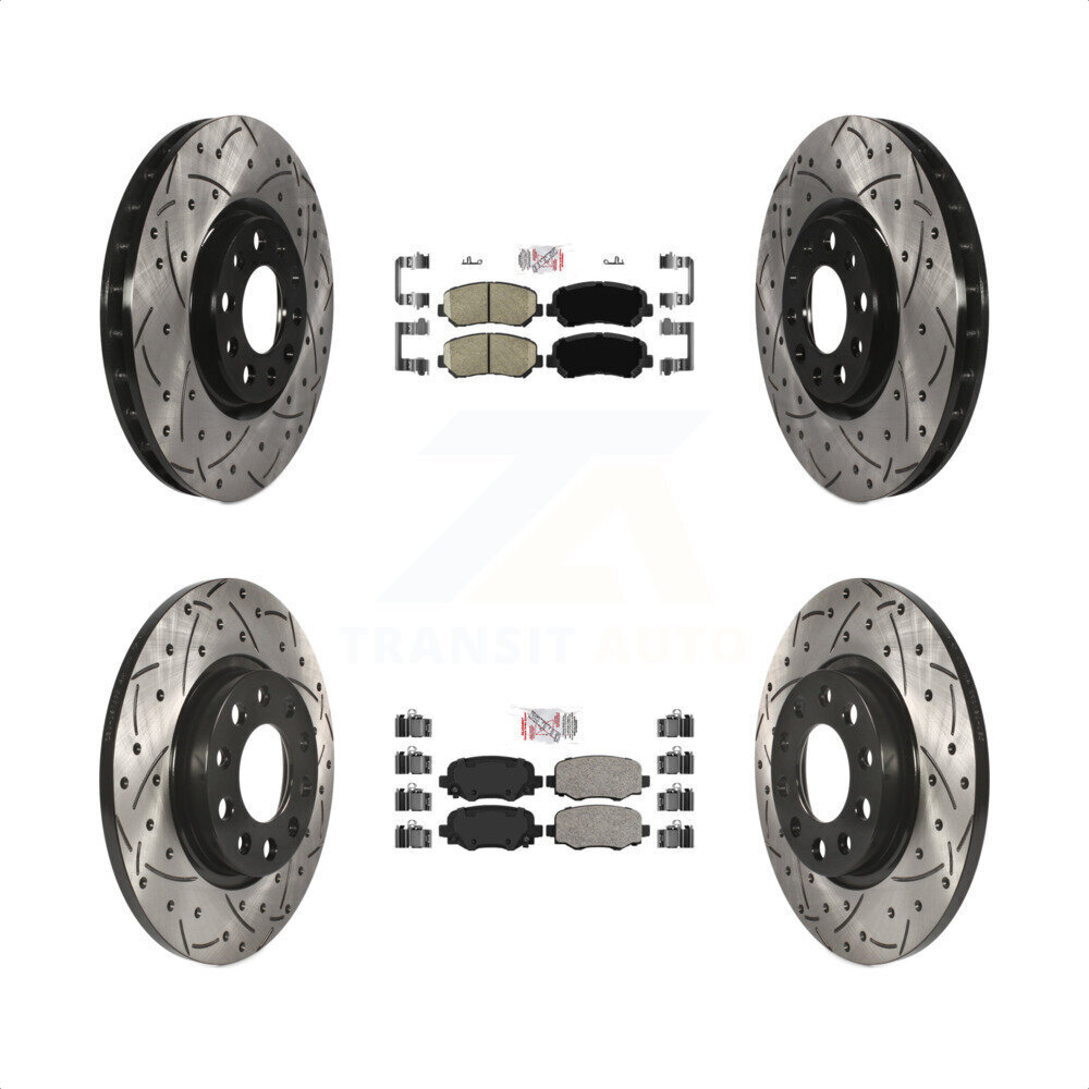 Transit Auto Front Rear Ceramic Pads And Coated Drilled Slotted Disc
