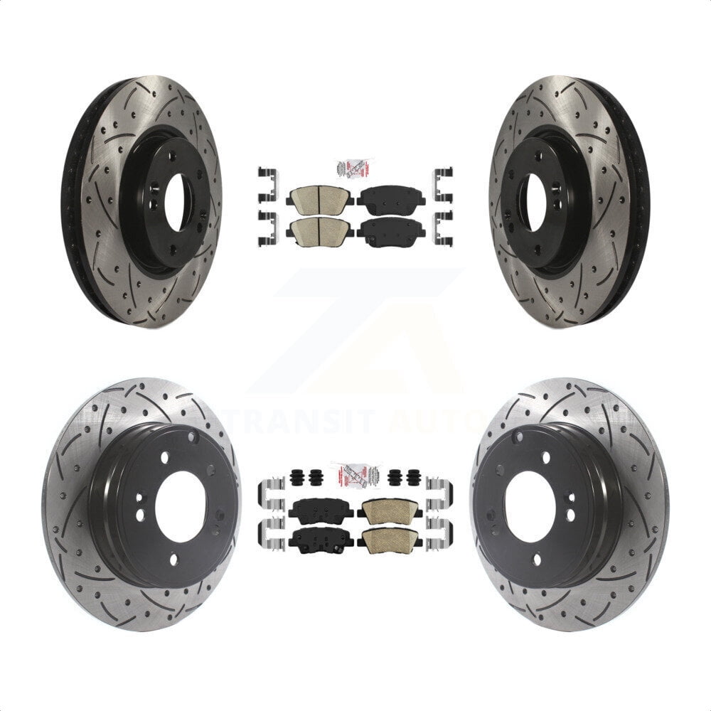 Transit Auto Front Rear Ceramic Pads And Coated Drilled Slotted Disc