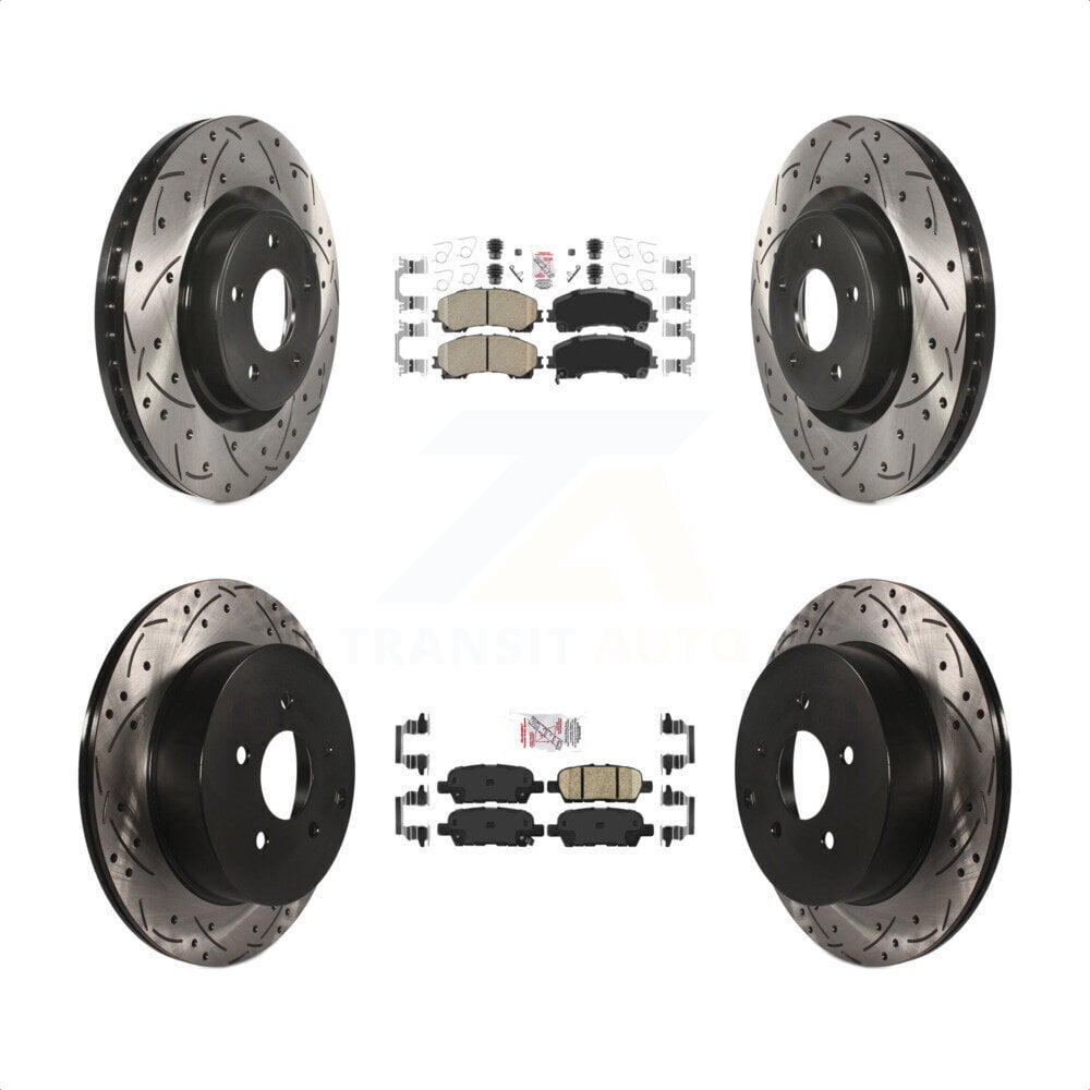 Transit Auto Front Rear Ceramic Pads And Coated Drilled Slotted Disc