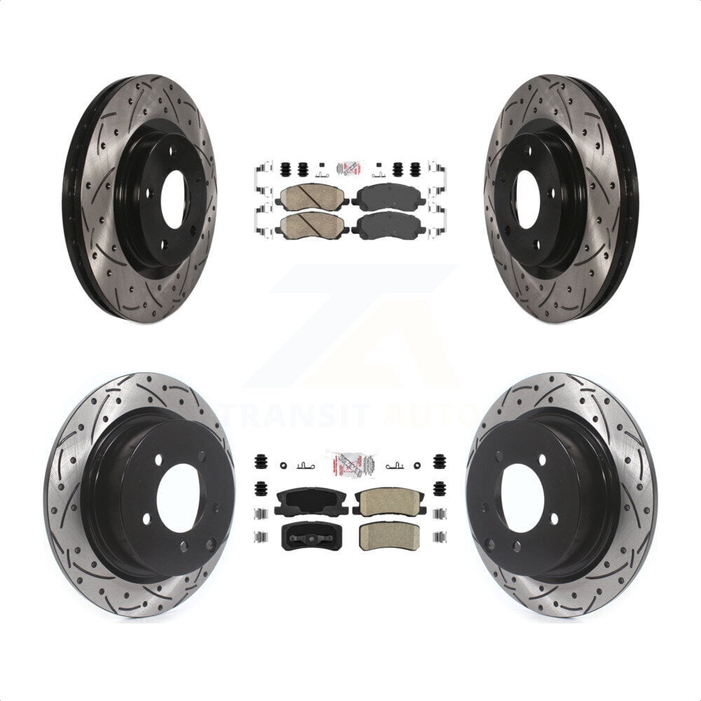 Transit Auto Front Rear Ceramic Pads And Coated Drilled Slotted Disc