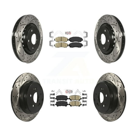 Transit Auto Front Rear Ceramic Pads and Coated Drilled Slotted Disc Brake Rotors Kit for Car 2015-2017 Honda Odyssey KDA-101506