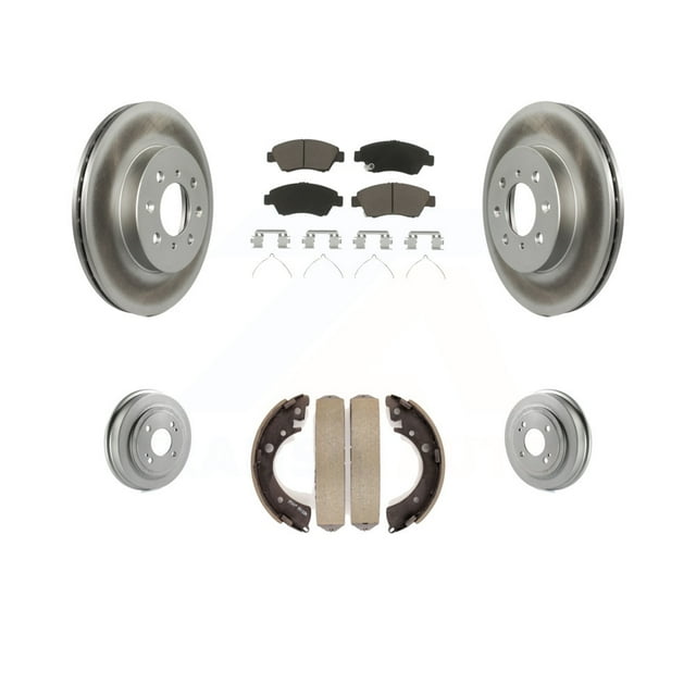 Transit Auto Front Rear Coated Disc Brake Rotors Ceramic Pads and Drum Kit for Car 2007-2008 Honda Fit KGC-101978