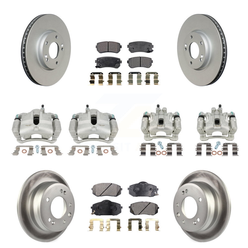 Rear Metallic Brake Pad Coated Rotor & Caliper Kit for Chrysler Dodge