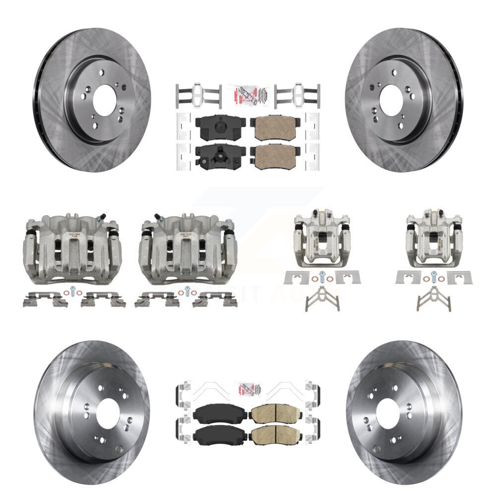 Transit Auto Front Rear Disc Brake Caliper Rotors and Ceramic Pads Kit (10Pc) for Car Honda CR-V KC8-102828N